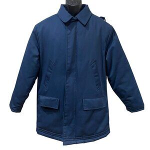Vintage Navy Blue Insulated Parka Coat Hooded Workwear B-34 Mens Medium 70s 80s